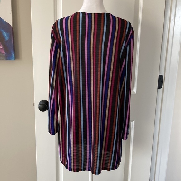 Dana Buchman XXL blouse v-neck stripes purple black pink blue colorful - Picture 6 of 10